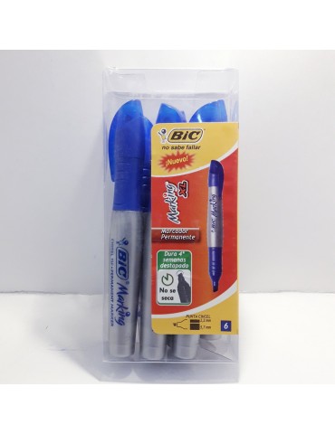 MARCADOR BIC MARKING PERMA XL AZUL C/6PZ   X/24***