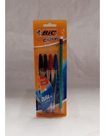 BOL. BIC MEDIANO SURTIDO BLC/4PZ + LAPIZ 963517     X/24