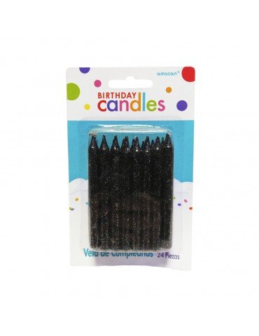 VELITAS AMSCAN ESPIRAL GLITTER NEGRO BLC/24PZ 7188
