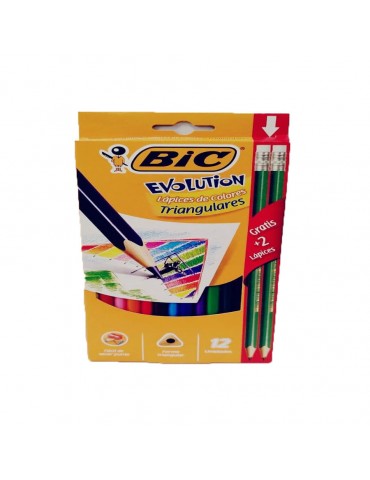 COLORES BIC EVOLUTION TRIANGULAR C/12+2 LAPIZ 943469    X/24