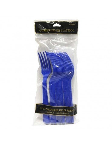 TENEDORES AMSCAN AZUL REY BLC/20PZS 7112