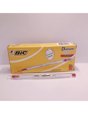 BOL. BIC DIAMANTE FINO ROJO C/12PZ   X/36***
