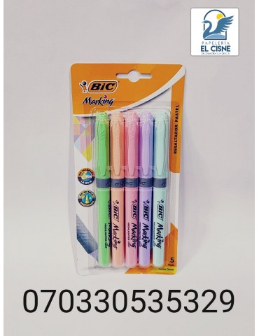 MARCADOR BIC MARKING PASTEL BLC/5PZ 974340     X/24