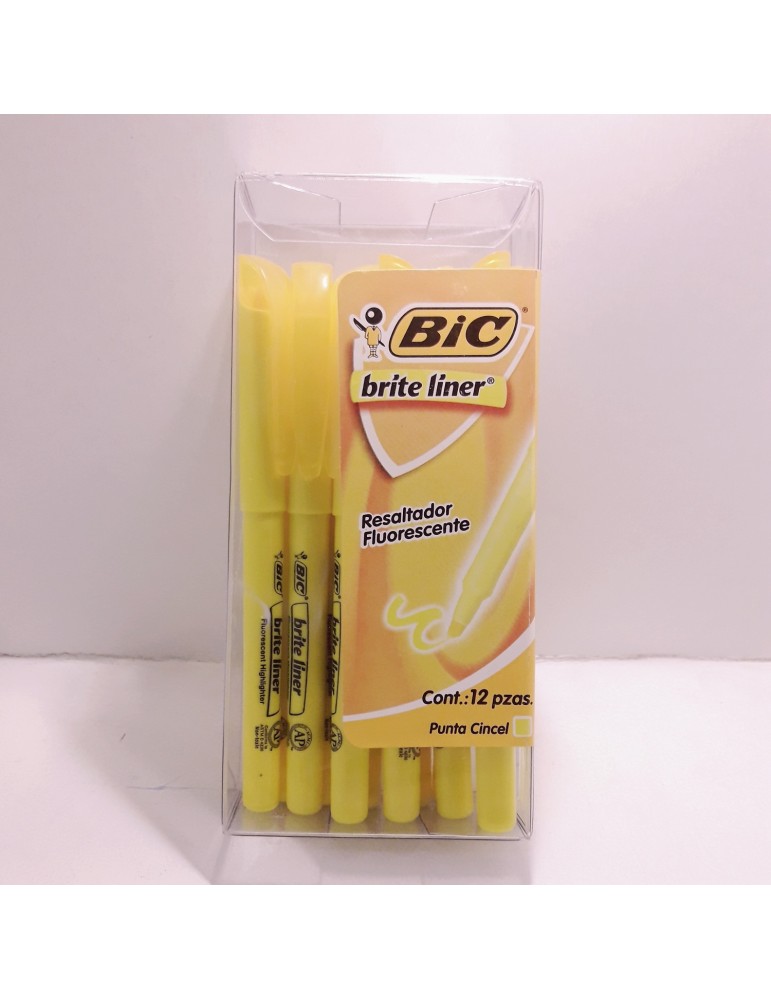 Marcador Resaltador BIC Making Punta Cincel Color Amarillo Fluorescente C/12 Pzas 965134 - Código: 965134 | Compra en Guadalajara