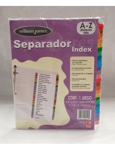 SEPARADOR DE HOJAS ACCO WILSONJONES 26DIV C/1PZ P1367     X/12
