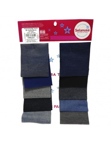 PARCHE PARA ROPA SEDERIA MEZCLILLA SURTIDO OBSCURO C/20