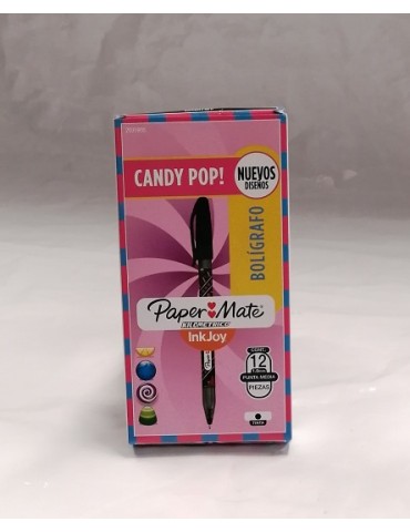 BOL. KILOMETRICO WARPS CANDYPOP MEDIANO NEGRO C/12PZ     X/48