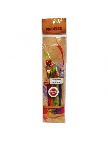 PINCEL ESCOLAR CONFETTI ACRILICO MIXTO C/5PZ PIN-6     X/10