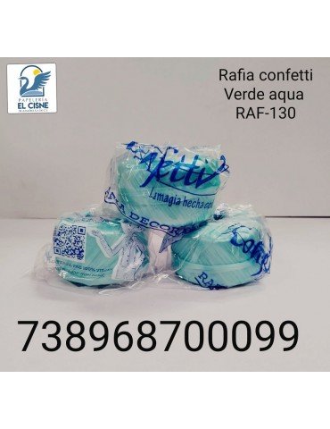 RAFIA CONFETTI VERDE AQUA 100GRS 130      X/200