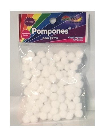 POMPOM CONFETTI 8 BLANCO C/100PZ