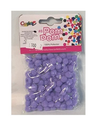 POMPOM CONFETTI 8 LILA C/100PZ