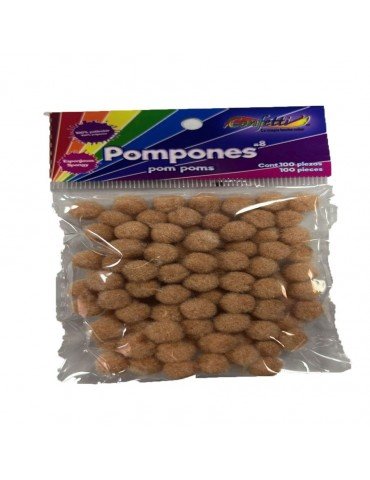 POMPOM CONFETTI 8 CAFE CLARO C/100PZ