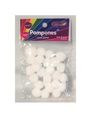 POMPOM CONFETTI 13 BLANCO C/25PZ