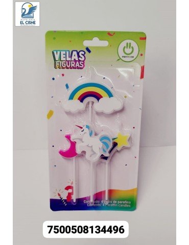 VELA C/FIGURA PARTY IS ON UNICORNIO BLC/5PZ     X/12